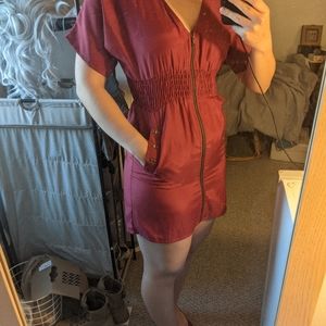 Red dress with full-length zipper